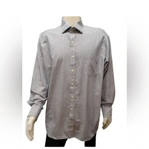 Michael Kors Big Fit White & Blue  Pinstripe Dress Shirt 19